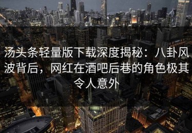 汤头条轻量版下载深度揭秘：八卦风波背后，网红在酒吧后巷的角色极其令人意外