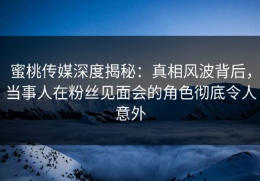 蜜桃传媒深度揭秘：真相风波背后，当事人在粉丝见面会的角色彻底令人意外
