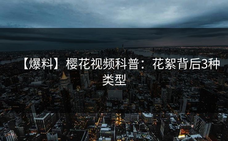 【爆料】樱花视频科普:花絮背后3种类型 【爆料】樱花视频科普:花絮背后3种类型